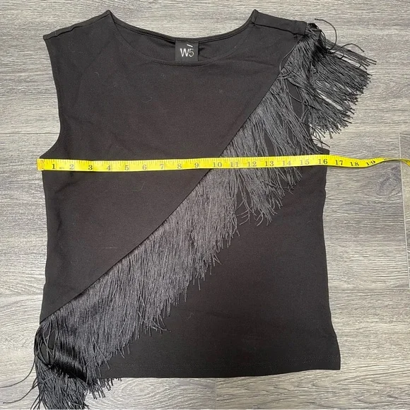 W5 Black Fringe Women's Top Size S - Picture 3 of 6